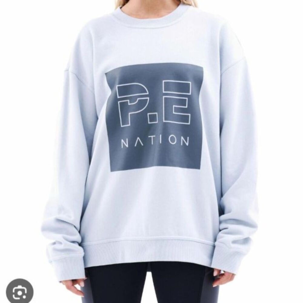 P.E Nation Women's CUT SHOT Sweatshirt GREY DAWN Organic Cotton Athleisure Large